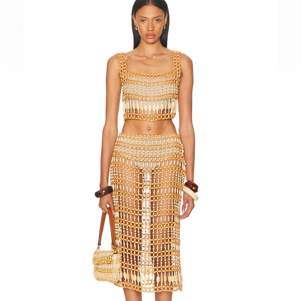 STAUD NWT Abaco Skirt Coverup beaded